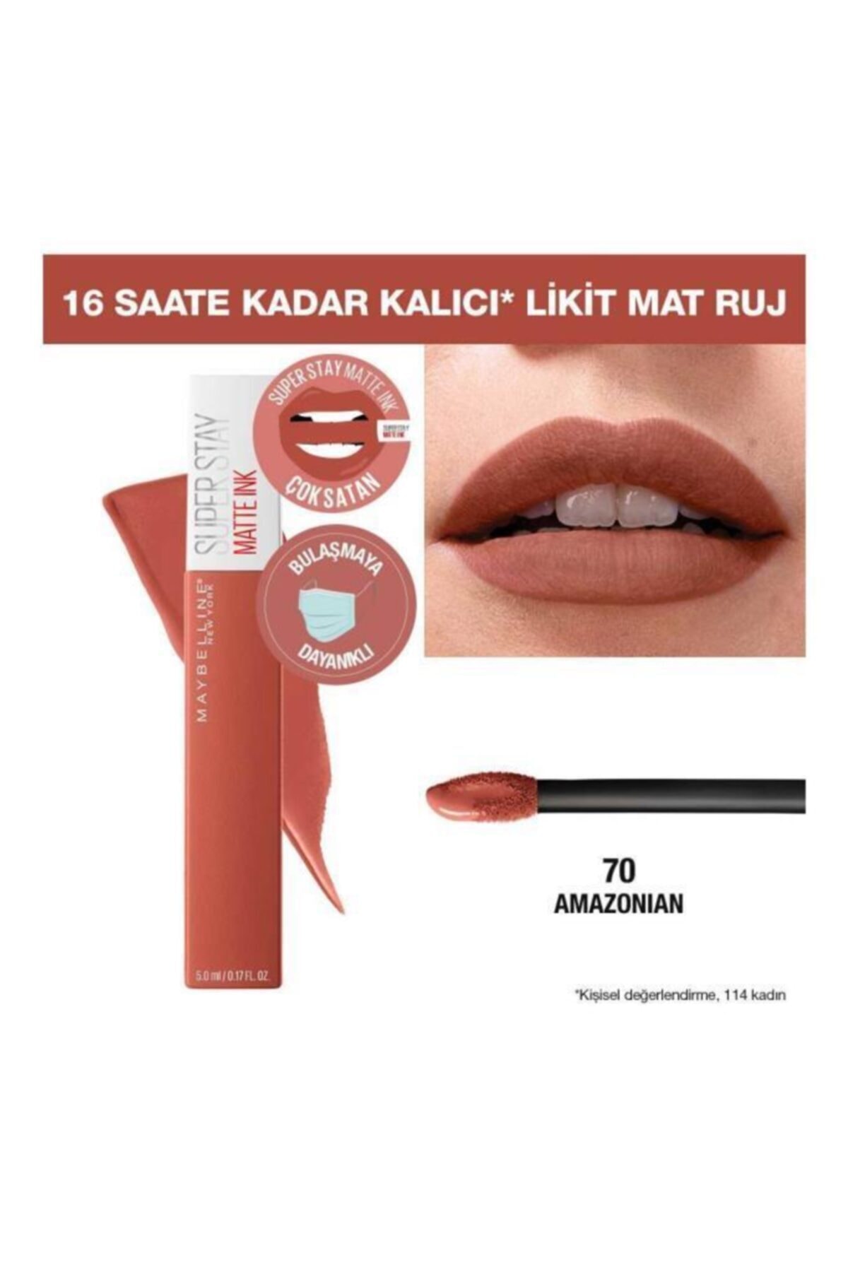 رژ لب مایع مات میبلین مدل Super Stay Matte Ink کد رنگ 70 Amazonian - تصویر 8