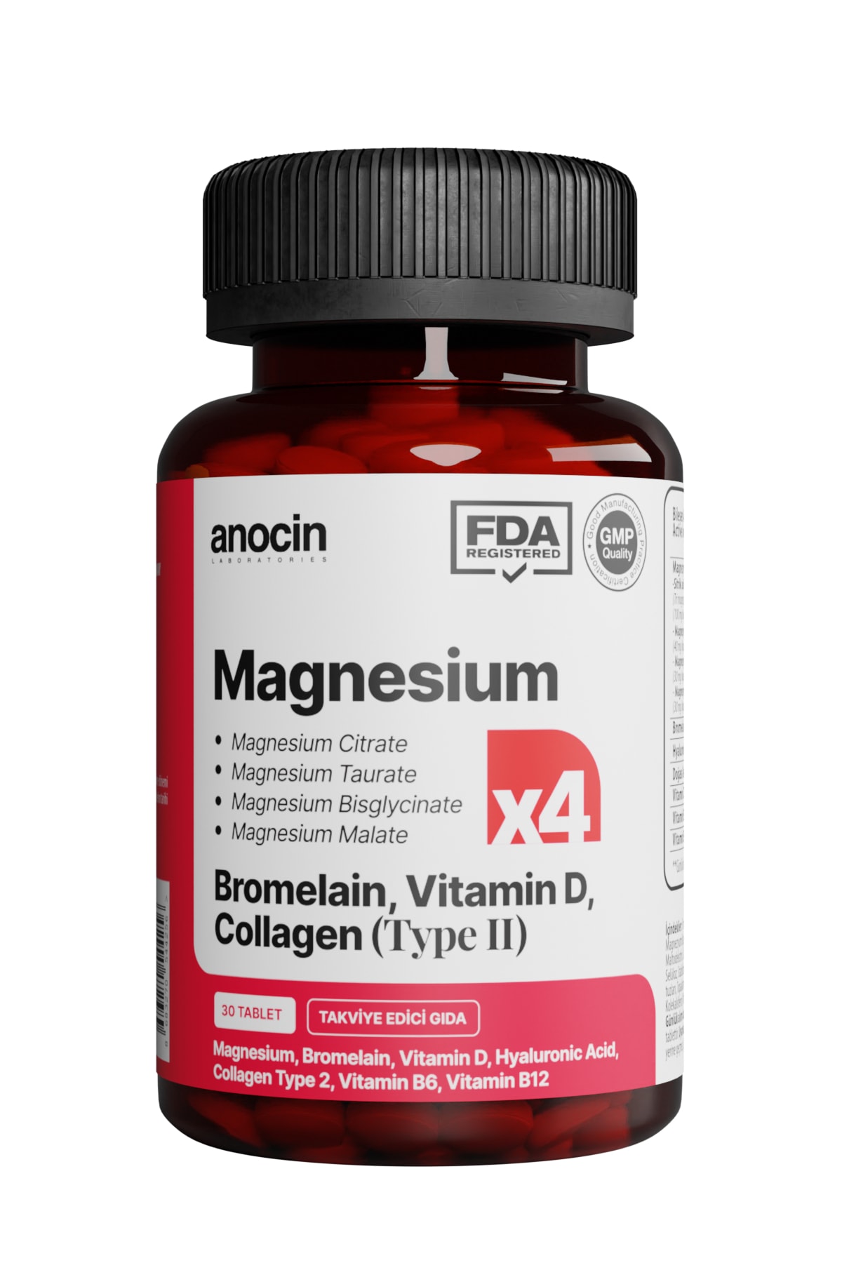 قرص منیزیوم anocin مدل MAGNEZYUM X4 بسته ۳۰ عددی - تصویر 7
