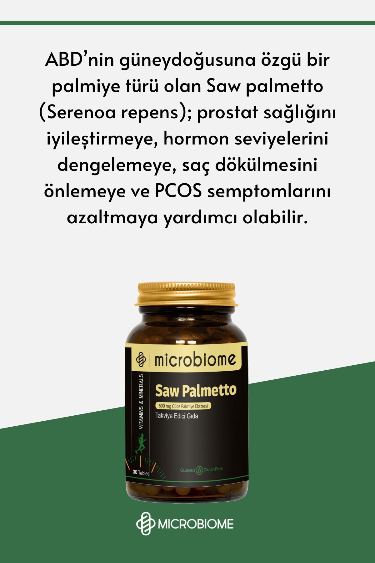 قرص Saw Palmetto برند Microbiome - بسته ۳۰ عددی - تصویر 2