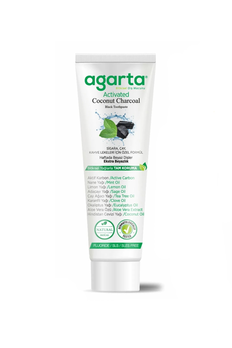 خمیر دندان بدون فلوراید کربن فعال عصاره نارگیل  Agarta - مقدار 100 ml