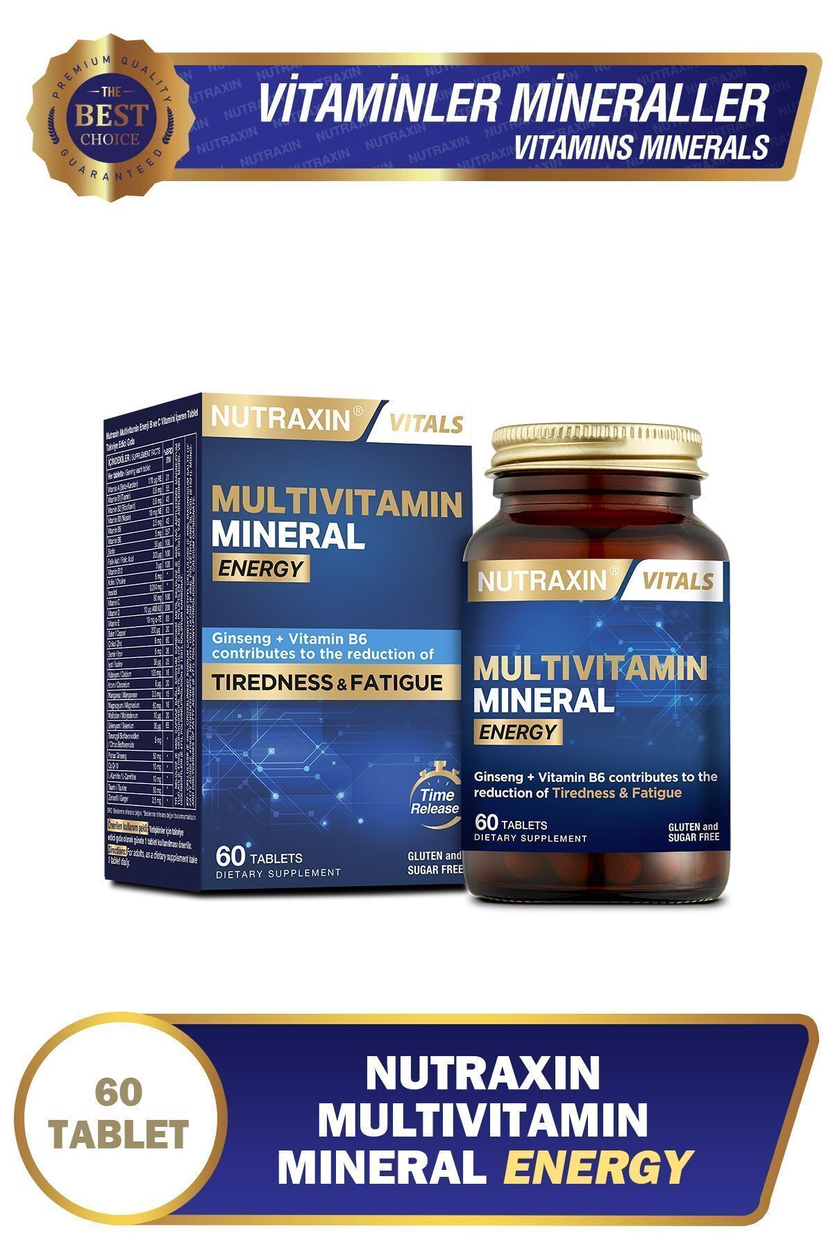 قرص کمپلکس مولتی ویتامین Nutraxin - بسته 60 عددی