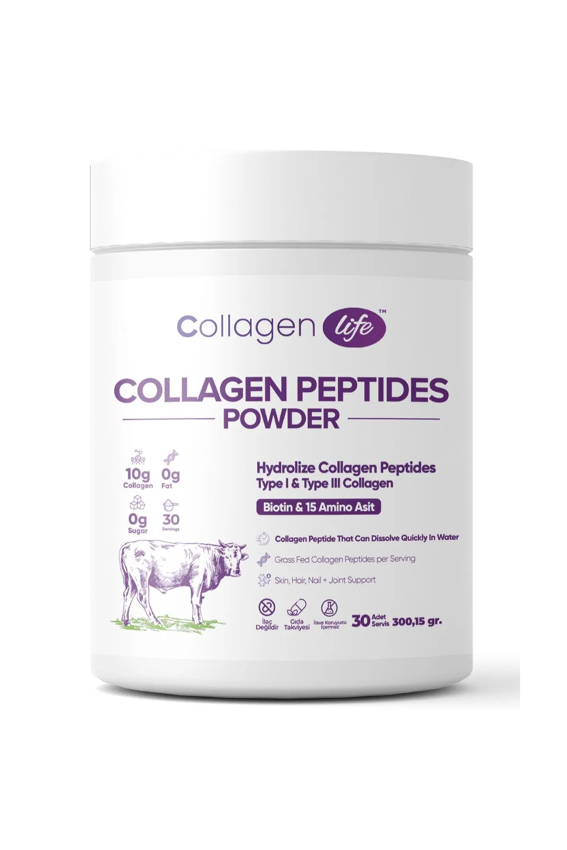 پودر کلاژن هیدرولیز شده حاوی بیوتین Collagen Life حجم 300 g