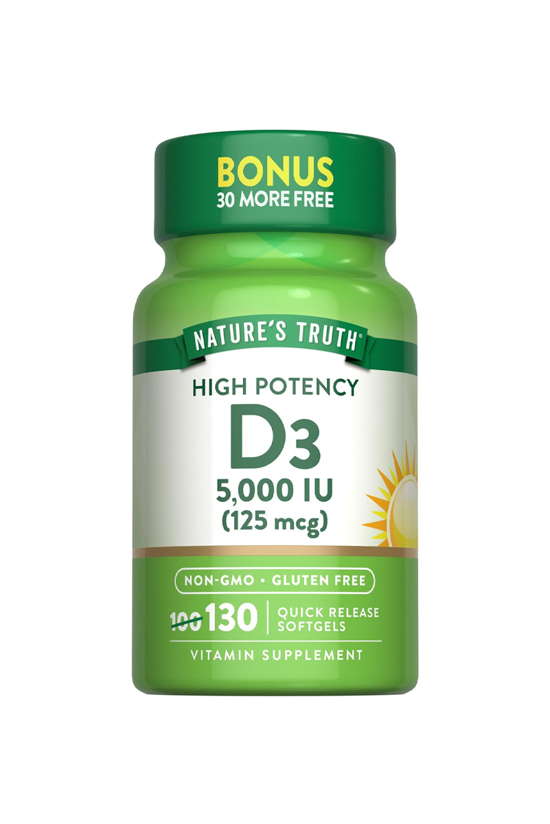 قرص ویتامین D3 مقدار 5000 IU برند Nature's Truth - بسته ۱3۰ عددی