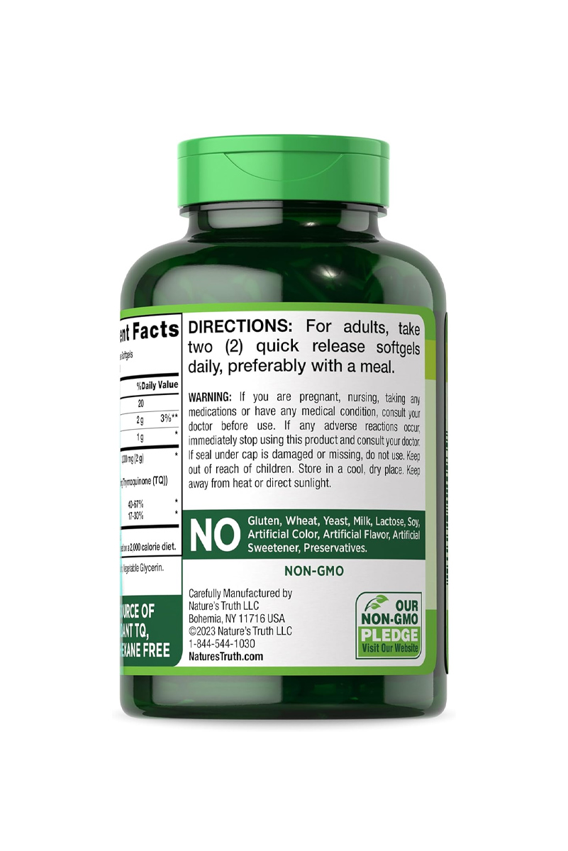 سافت ژل روغن سیاه‌ دانه Nature’s Truth – بسته ۱۲۰ عددی