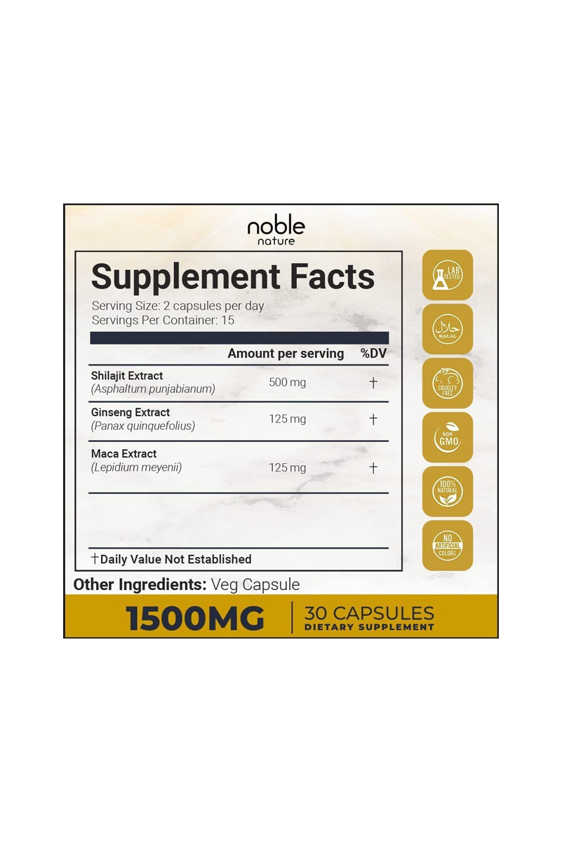 کپسول شیلاجیت Noble Nature - بسته 30 عددی