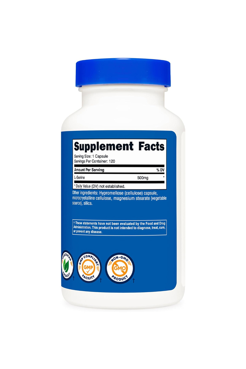 کپسول ال سرین (L-serine) 500 میلی گرم Nutricost –  بسته 120 عددی