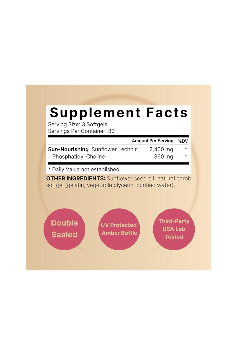 سافت ژل Sunflower Lecithin مناسب مادران شیرده NatureBell - بسته 240 عددی