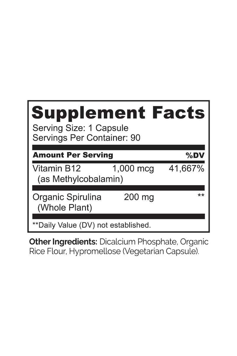 کپسول گیاهی ویتامین B12 برند NATURELO – بسته 90 عددی