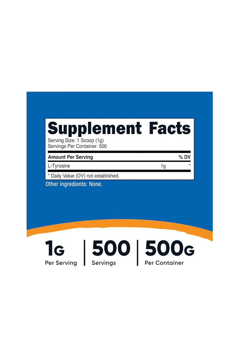 پودر ال تیروزین 500 میلی گرم Nutricost - حجم 500 میلی گرم
