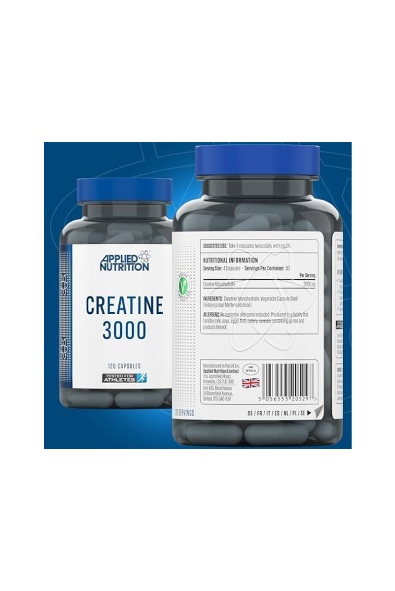 کپسول کراتین مونوهیدرات Applied Nutrition - بسته 120 عددی