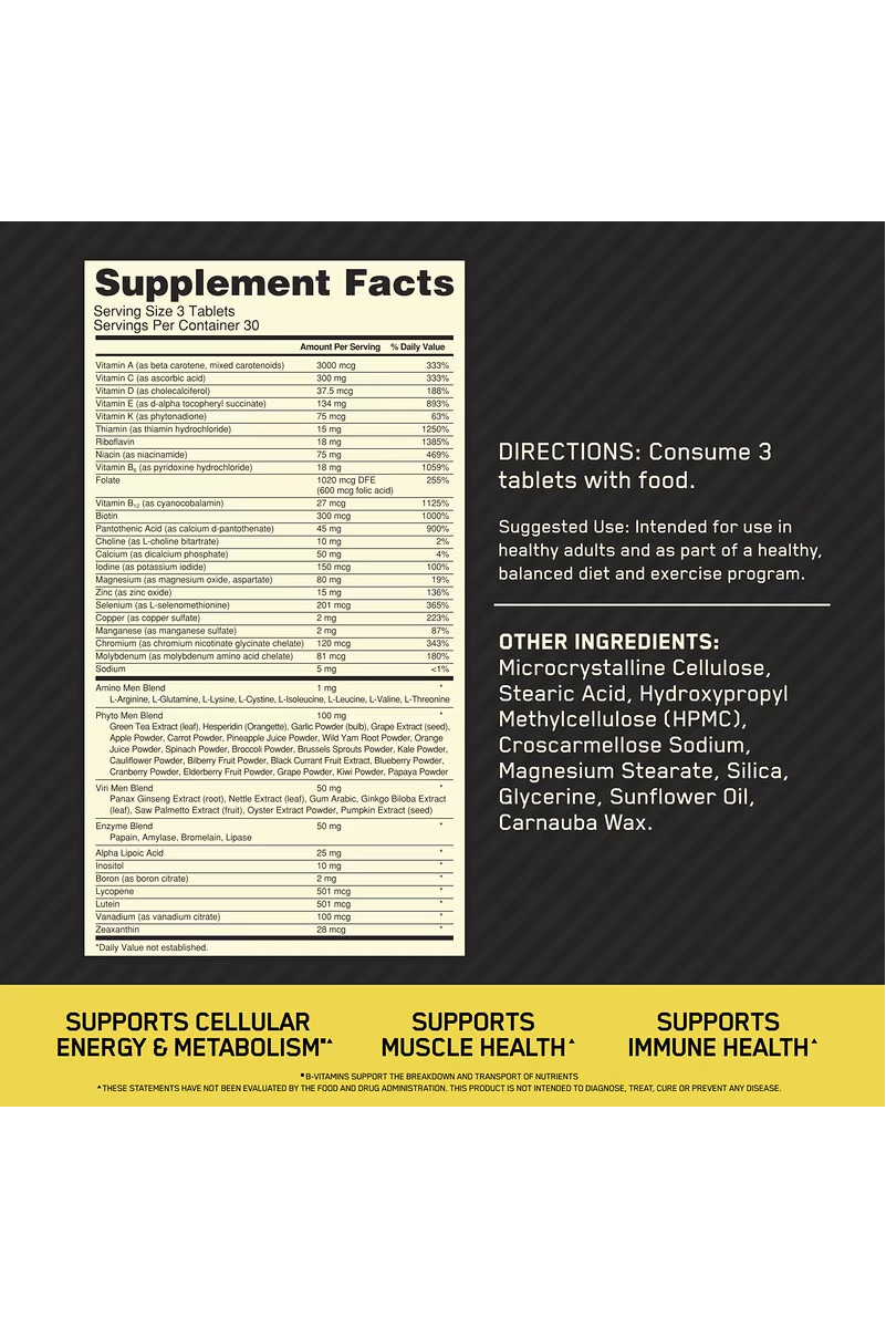 مولتی ویتامین روزانه مردانه اوتیمم Optimum Nutrition - بسته ۱۵۰ عددی