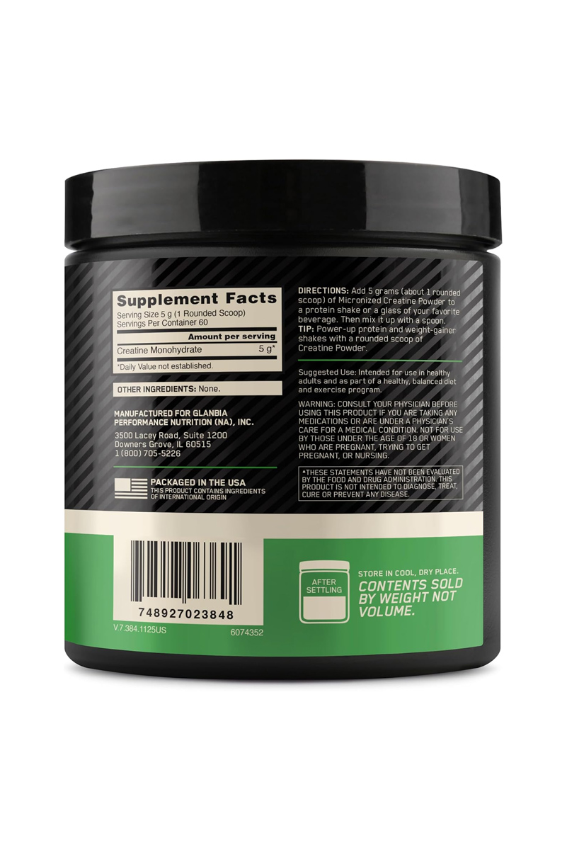 پودر کراتین میکرونایز Optimum Nutrition مقدار ۳۰۰ گرم