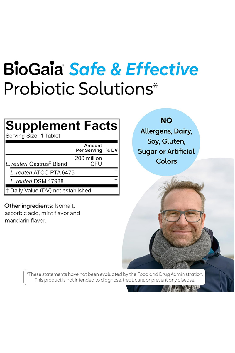 قرص جویدنی پروبیوتیک گاستروس BioGaia - بسته ۳۰ عددی